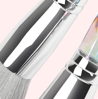 Ensemble de 9 pinceaux de maquillage professionnels de luxe, manche transparent arc-en-ciel brillant, fibres synthétiques sans cruauté, outils de beauté OEM