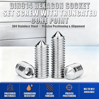Sekrup Allen Grub Metrik M5 DIN914 Baja Tahan Karat 304 A2 Sekrup Set Tanpa Kepala dengan Ujung Kerucut Hex Socket