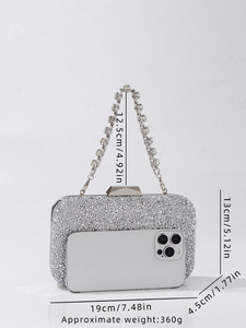 Custom Classic Sparkling Chain Evening <b>Clutch</b> Women Rhinestone Sequin Party Purse Fashion Crossbody Polyester Bag Prom <b>Wedding</b> - Product Image 5