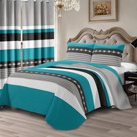 Ensemble de couvre-lit matelassé 5 pièces King Size avec rideaux assortis, imprimé tournesol