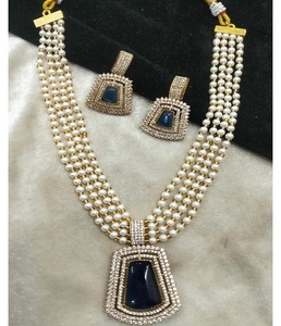 Conjunto de Collar de Perlas y Piedras Preciosas de Diseño para Mujer, Elegante Accesorio de Joyería de Moda para Aniversario de Bodas - Product Image 1