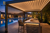 Pergola motorisée intelligente en aluminium RKOVE, pergola de jardin en verre avec écran zip, abri d'ombrage pour piscine, bar et patio