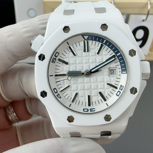 Relojes Mecánicos para Hombre, Reloj de Metal, Estilo Moderno, Reloj Automático de Lujo para Hombre, Cerámica Blanca de 42 mm, Correa de Buceo de Goma - Product Image 1