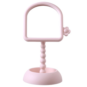 Cream Yellow Desktop Makeup <b>Mirror</b> With Rotating Stand For Student Dormitory Use - Product Image 3