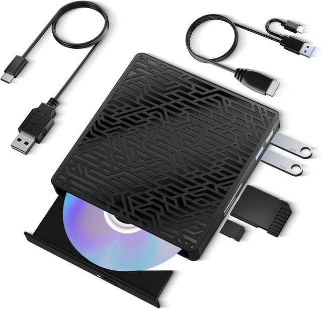 5-in-1 External Blu-ray Burner Portable BD DVD CD Reader Writer USB 3.0 for Laptop PC