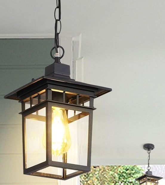 Antique Waterproof LED Outdoor Ceiling Light Rustic Retro Metal Loft Vintage Industrial Aluminium Glass Pendant Lamp Indoor