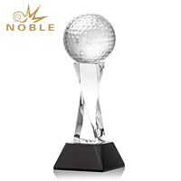 Trofeo de Golf de Cristal Noble con Diseño Artístico Entrelazado, Base Sólida Negra Pulida, Texto Personalizado, Recuerdo de Honor para Liga de Golf