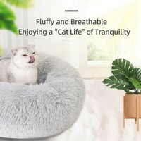 Coussin rond moelleux et long en peluche pour animaux de compagnie, coussin de couchage doux et chaud pour l'hiver, pour chiens et chats de petite et moyenne taille, fournitures confortables pour animaux de compagnie