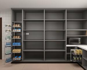 Gabinetes de Cocina Funcionales Grises con Cesta Extraíble y Cubo de Basura Empotrado para Apartamentos - Product Image 5