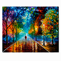 Kit de Peinture Diamant 5D 50x40cm Paysage de Parc Pluvieux Coloré, Ensemble d'Art Mural DIY avec Toile en Polyester pour Cadeau et Décoration Intérieure