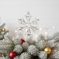 Cristal De Noël Flocon De Neige Suspendu Pendentif En Verre Mosaïque Technique Suncatcher Prisme Lustre Partie Vent Carillon Ornement Écologique