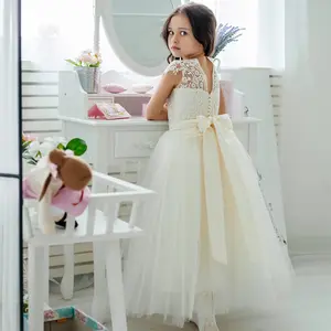 Бальное платье Детские Свадебные платья без рукавов длиной до пола белое розовое Пышное Цветочное платье для девочки с кружевом для вечеринки