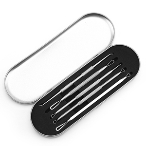 Bộ dụng cụ loại bỏ mụn và mụn đầu đen bằng thép không gỉ chuyên nghiệp 5 món năm 2025, dụng cụ hút mụn, dụng cụ loại bỏ mụn cám, bộ kim loại loại bỏ mụn - Product Image 1