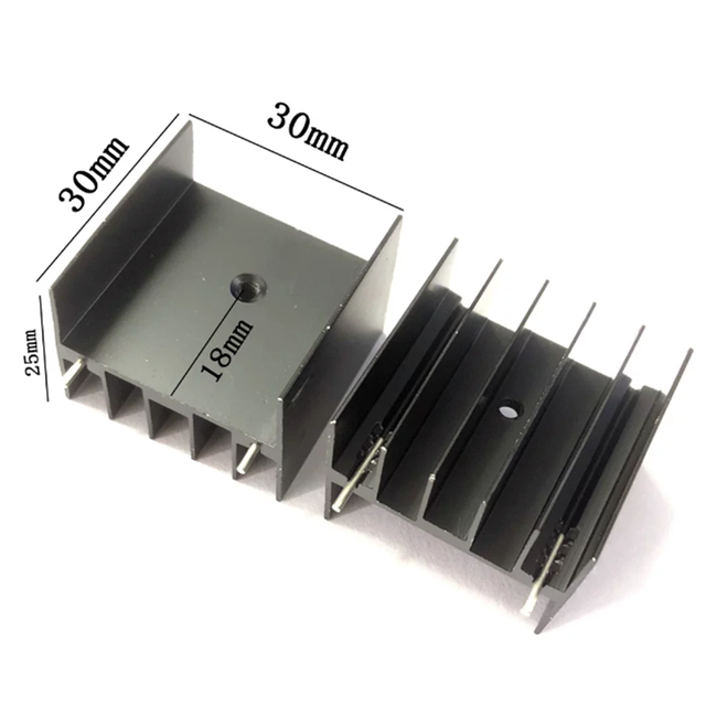 YB30 Double Needle Black 30 * 30 * 25mm Aluminum Heat Sink Transistor/thyristor TO-220 Pin Spacing 23