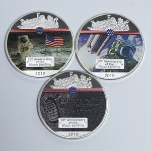 Artisanat métallique, pièce commémorative aérospatiale américaine 2019, 50e anniversaire de l'atterrissage de la lune, <span class=keywords><strong>Apollo</strong></span>, plaquée argent, pièces de monnaie métalliques de haute qualité - Product Image 4