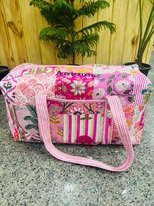 Bolsa de lona acolchada de algodón premium, con estampado floral, lavable, ecológica, para yoga, compras, playa, estilo bohemio, para fin de semana. - Product Image 3