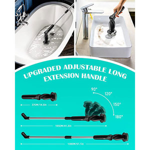 Electric spin scrubber with long handle <b>replaceable</b> heads for kitchen sink patio floor wall cleaning Rechargeable spin scrubber - Product Image 3