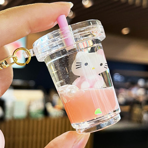 سلسلة مفاتيح كيتي كات اللطيفة مع رمال متحركة، دمية كرتونية، قلادة لحقيبة الطلاب، سلسلة مفاتيح للسيارة، إكسسوارات صغيرة - Product Image 3