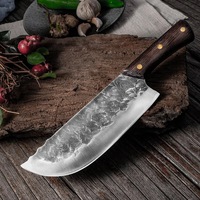 8-Inch Gesmeed Roestvrijstalen Hakmes Met Houten Handvat Voor Keuken Voor Chef-Kok Slager Vlees Groenten Vis Snijden
