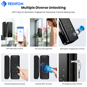 Face ID Dijital Elektronik Şifre Elektronik Anahtarsız Güvenlik Giriş Ofis Ticari Kullanım için Cam Kapı Kilidi - Product Image 2