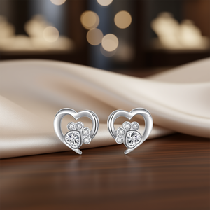 Orecchini E3170 in Oro Bianco con Cuore di Cristallo, Montatura a Castone, Gioielli Carini da Donna, Idea Regalo - Product Image 2