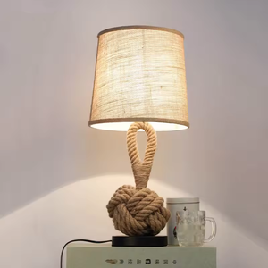 Abat-jour américain reto lin tissé <span class=keywords><strong>corde</strong></span> <span class=keywords><strong>de</strong></span> chanvre noeud vintage lampes <span class=keywords><strong>de</strong></span> table <span class=keywords><strong>de</strong></span> <span class=keywords><strong>chevet</strong></span> décoratives - Product Image 3