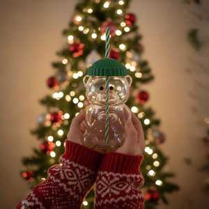 <span class=keywords><strong>Bouteille</strong></span> en verre Ours de dessin animé avec paille 20oz, <span class=keywords><strong>Bouteille</strong></span> de boisson pour lait et café glacé, Résistante à la chaleur, Mug Ours en verre Édition limitée - Product Image 5