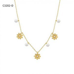 Amy Amy Pearl Necklace 925 <b>Silver</b> Flower Pendant Women's Everyday Wear Cute Style White Faux Pearl <b>Snake</b> <b>Chain</b> Jewelry - Product Image 3