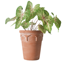 Pot de fleurs en céramique émaillée de style nordique simple, rétro romain, sur pied, avec trou de drainage, motif en relief, grande ouverture, pour la maison et le jardin