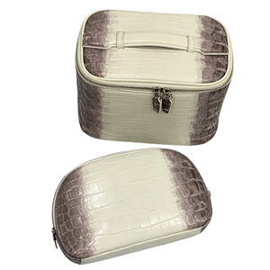 2 In 1 Crocodile Makeup Bag Set Gradient PU Leather Portable Handheld Cosmetic Bag Large Capacity Travel Wash Bag Store - Product Image 2