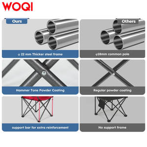 Fauteuil de plage pliable Woqi avec porte-gobelet rouge, chaise de camping d'extérieur pour la randonnée et les voyages - Product Image 5