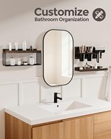 Étagères de salle de bain flottantes avec support pour sèche-cheveux, rangement gain de place au-dessus des toilettes et support mural décoratif pour la maison - Marron foncé