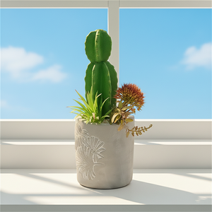 Fleur de cactus artificielle en ciment faite à la main, design réaliste, pour la décoration intérieure de la maison et des hôtels - Product Image 5