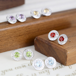 9 High End White Gold Plated Halo CZ 5mm Crystal Stud Earrings 925 Sterling Silver Natural <b>Stone</b> Non Tarnish Jewelry - Product Image 3