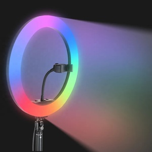 Lumière annulaire douce de couleur rvb avec bureau à bras Long <span class=keywords><strong>tablette</strong></span> trépied photographie éclairage Selfie anneau lumineux lampe circulaire support de téléphone - Product Image 3