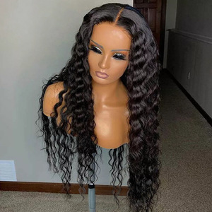 Perruques Lace Front en cheveux humains brésiliens, longues, bouclées profondes, style afro, avec raie centrale, pour femmes européennes et américaines, vente en gros, noires - Product Image 4