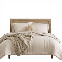 Parure de lit moderne sur mesure pour lit Queen Size, 4 pièces, toutes saisons, avec couette matelassée tissée, housse de couette moelleuse et chaude, unie, 200 fils/cm²
