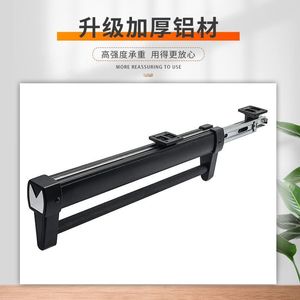 Xiduo Pull-Out Trouser Rack <b>Black</b> Iron Ceiling Mount Double Damper Track Detachable Storage <b>Wardrobe</b> Hardware - Product Image 3