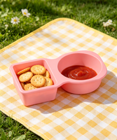Conteneur de stockage d'aliments pour bébé en silicone de qualité alimentaire à 2 compartiments de 4,25 oz, sans BPA, étanche, boîte à collation pour enfants, compatible micro-ondes et congélateur