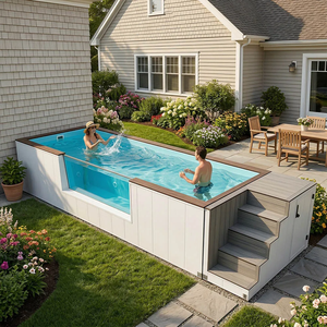 Piscina rectangular inteligente de fibra de vidrio de 20 pies para exteriores, de instalación rápida, tipo contenedor, al por mayor - Product Image 6