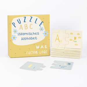 Rompecabezas del Alfabeto Islámico de Papel Grueso con Impresión Personalizada, Tarjetas Educativas con Caja Rígida de Dos Piezas para Niños Preescolares - Product Image 1