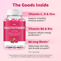Complément alimentaire multivitaminé pour adultes en gommes, saveurs de fruits rouges et de cerises, fabrication OEM/ODM, approvisionnement de 30 jours