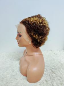 Promotion $13.8 Natural Human Hair F408 100% Human Hair 13x4 Lace Frontal Short Pixie Cut Wigs <b>Cheap</b> Wholesales Factory - Product Image 5