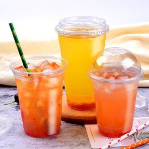 Gobelets en plastique transparent PP pour café, à usage unique, avec logo personnalisé imprimé, pour bubble tea, vente en gros, 12oz, 16oz, 24oz, avec couvercle - Product Image 1