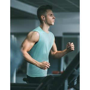 Custom Men's Sleeveless Tank Top Solid Color O-Neck Quick Dry Breathable Knitted 100% Cotton Sporty <b>Athletic</b> Wear Light Blue - Product Image 3