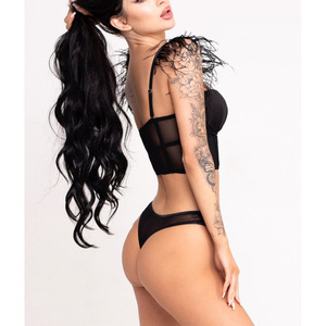 Ensemble de lingerie sexy et exotique pour femmes matures, en maille transparente, très vendu, ensemble soutien-gorge et string 2 pièces à baleines - Product Image 5