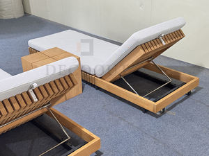 ديكوت في المخزون في الهواء الطلق خشب الساج إطار خشبي الشمس المتسكع واحد Sunbed مع وسادة - Product Image 4