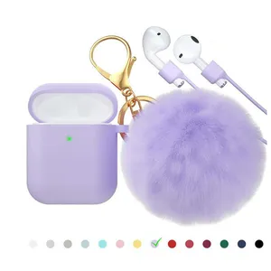 보호 이어폰 실리콘 케이스 커버 여우 밍크 모피 공 Keychain Airpods 이어폰 케이스