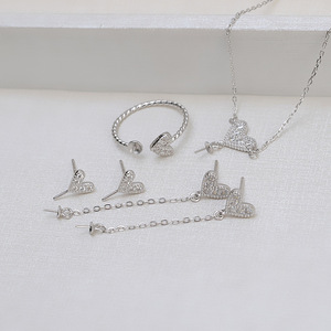 S925 Silver Heart Earring Stand DIY <b>Pearl</b> Accessories 8-11 Peach Heart Earaccessory Empty Stand 5817 Fashion <b>Jewelry</b> <b>Sets</b> - Product Image 1