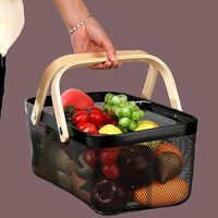 Panier de transport multi-usages avec poignée en bois pour le rangement quotidien à la maison – Fournisseur direct usine